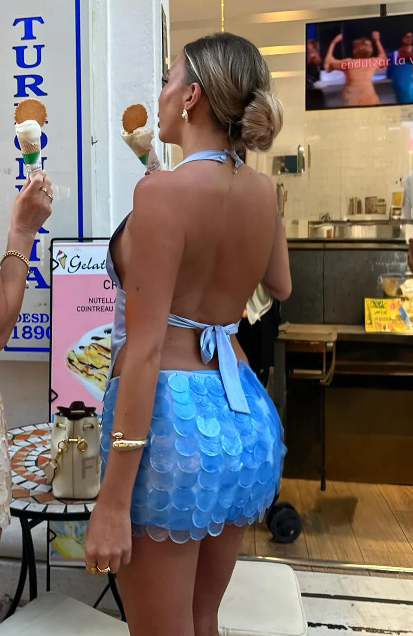 Aura Shell Mini Skirt Blue